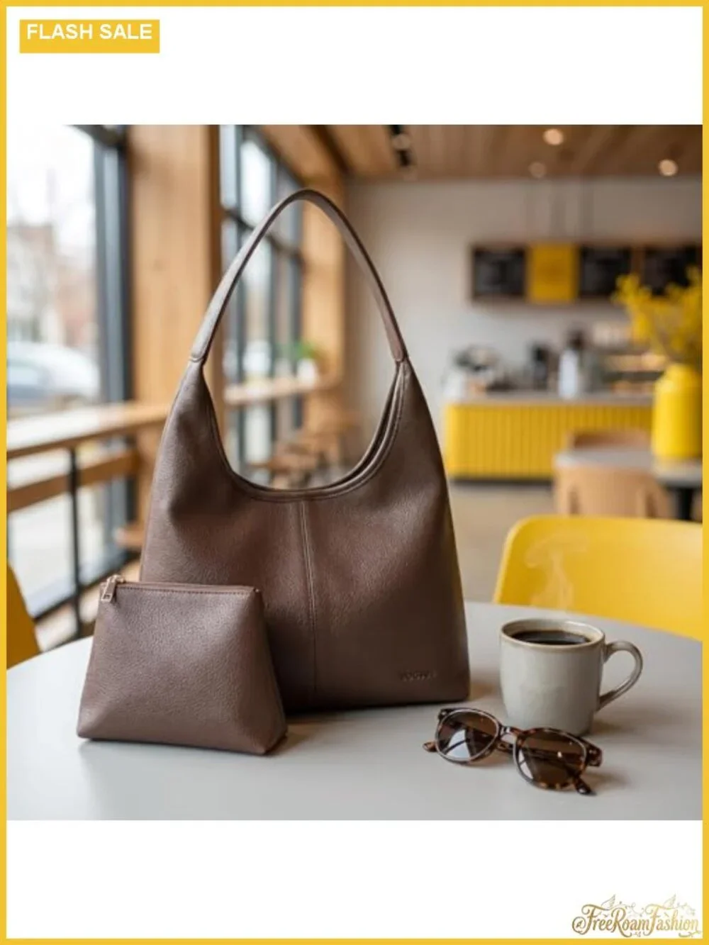 Women Large Hobo Shoulder Bag Vegan Leather Slouchy Tote Purse Work Travel
